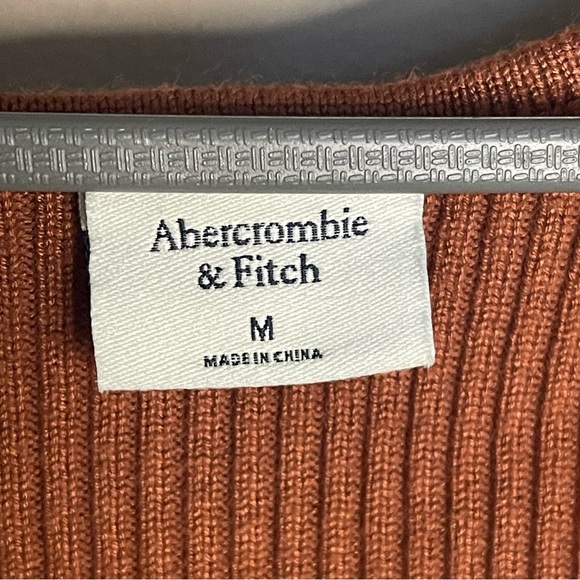 Abercrombie & Fitch Short Sleeve Brown Ribbed Bodysuit With Square Neck M - Picture 6 of 6